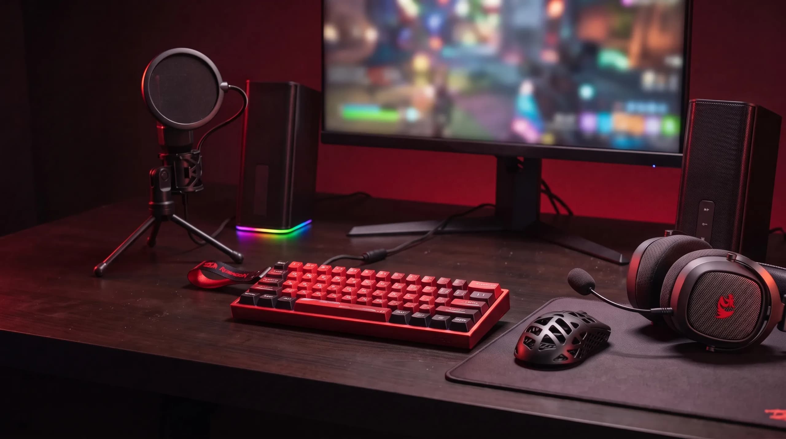 Redragon flagships on a gaming desk